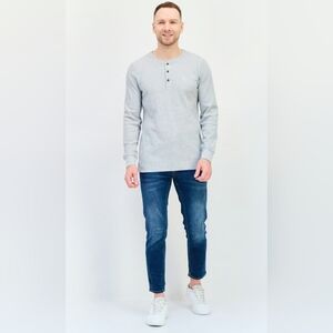 CHAPS BNWT  Men's Henley Neck Logo Long Sleeve Sweatshirt - Navy XXL